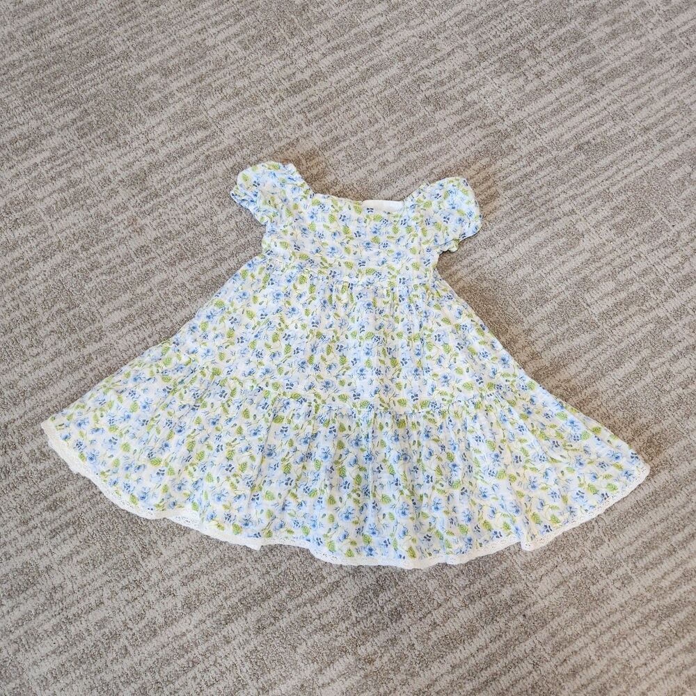 Joie girl's tiered vibrant floral dress blue green size 6 - Picture 9 of 10